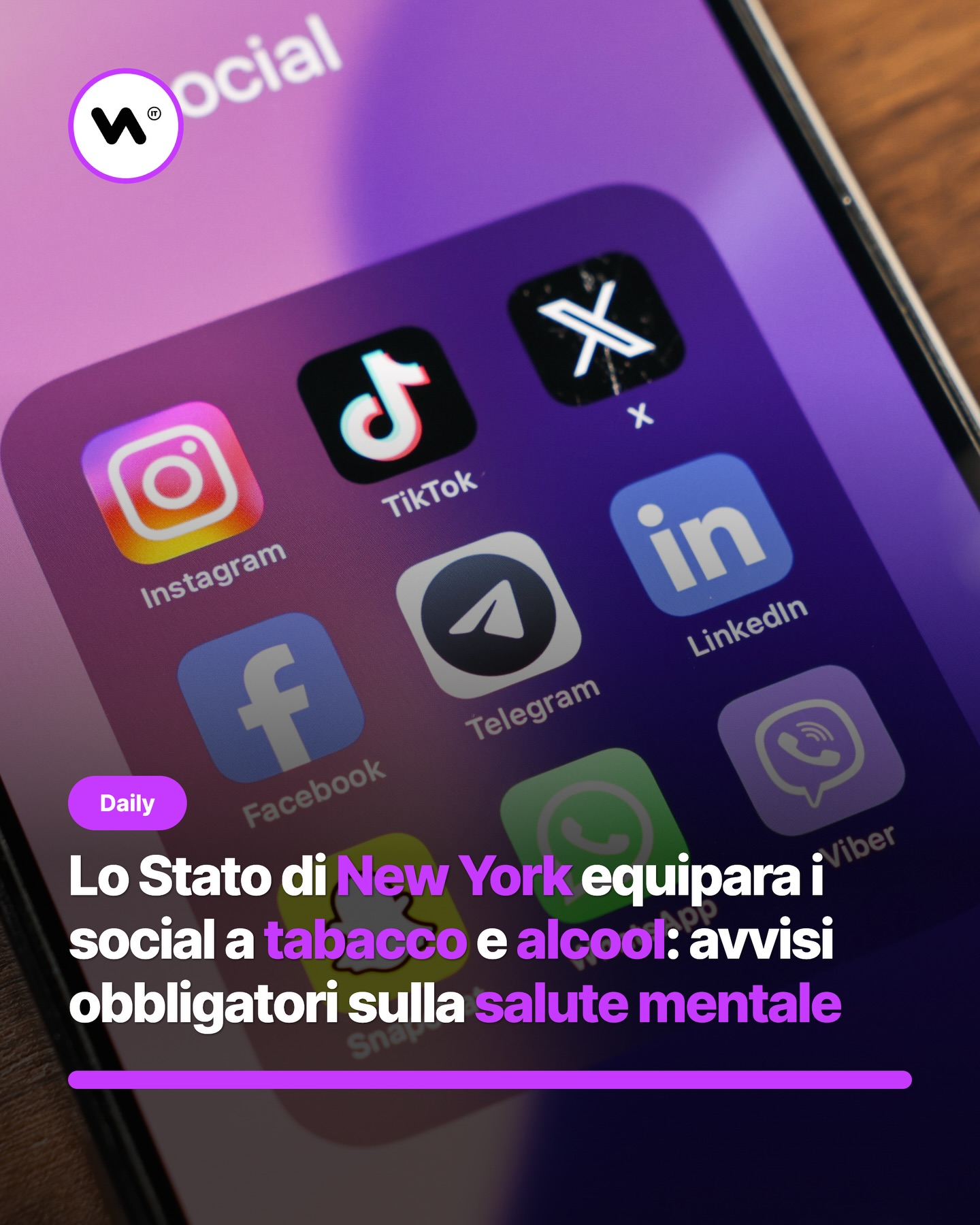 Lo Stato di New York equipara i social a tabacco e alcool: avvisi obbligatori sulla salute mentale